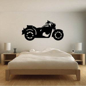 Motorcycle wall decal vinyl sticker, black racing motorcycle silhouette