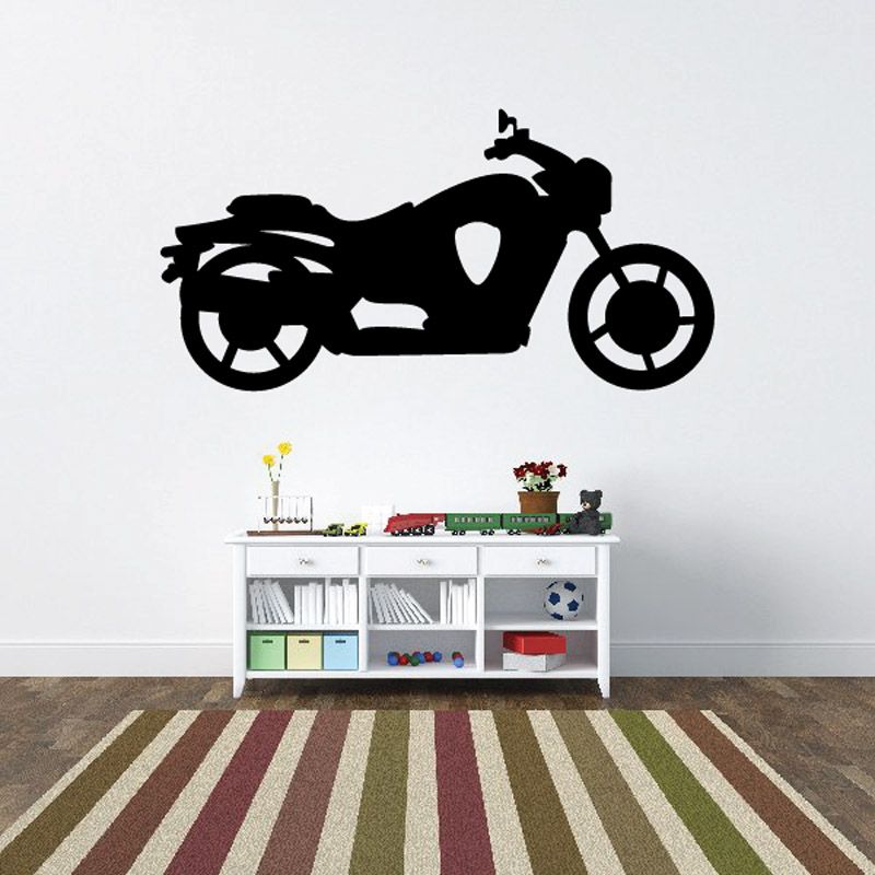 Black motorcycle wall decal vinyl sticker silhouette