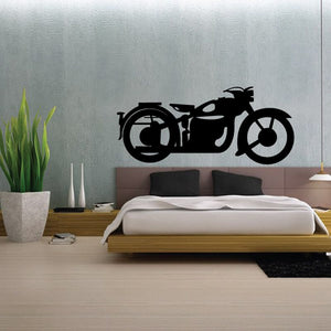 Motorcycle wall decal vinyl silhouette in black with front and side view