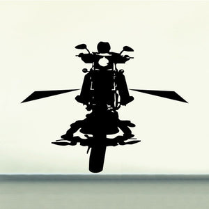Motorcycle wall decal vinyl sticker, black biker silhouette with kickstand