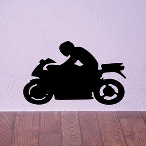 Motorcycle wall decal, black vinyl silhouette of a motorcycle side view