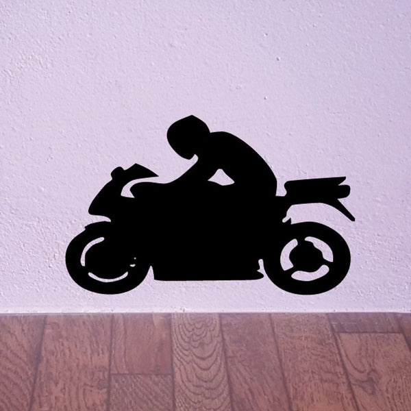 Motorcycle wall decal, black vinyl silhouette of a motorcycle side view