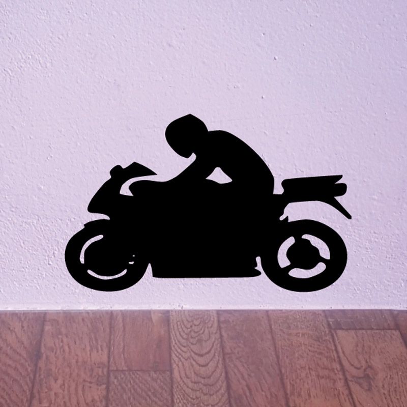Motorcycle wall decal, black vinyl silhouette of a motorcycle side view
