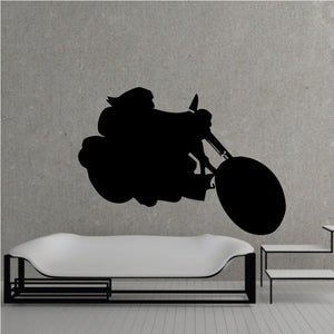 Black motorcycle vinyl wall decal silhouette, riding bike design