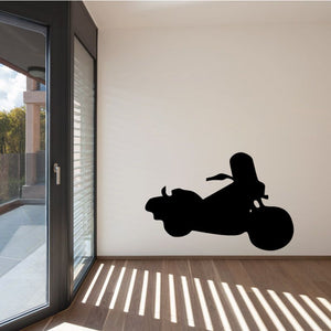 Motorcycle wall decal vinyl sticker in black, riding sport bike silhouette