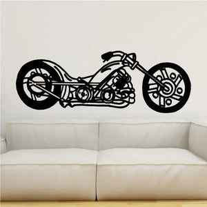 Motorcycle wall decal vinyl with black detailed sportbike silhouette