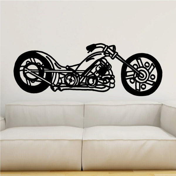 Motorcycle wall decal vinyl with black detailed sportbike silhouette