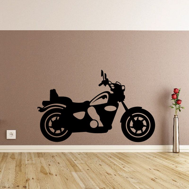 Motorcycle wall decal vinyl sticker, black sport bike silhouette