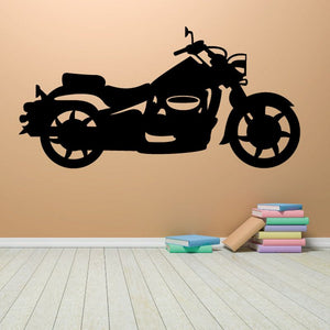 Motorcycle wall decal, black vinyl silhouette of a sport bike on a wall