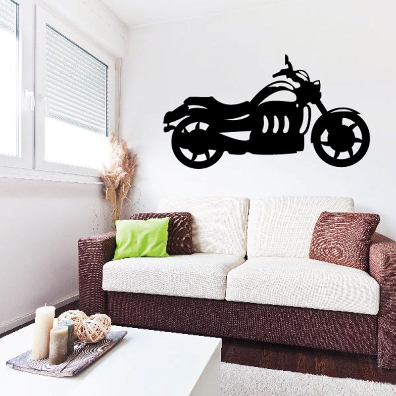 Motorcycle wall decal vinyl, black silhouette of a sport bike