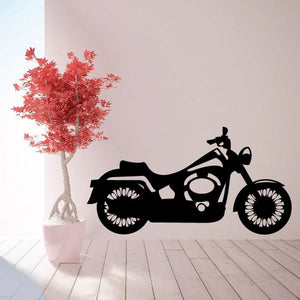 Motorcycle wall decal vinyl sticker of black sport motorcycle silhouette