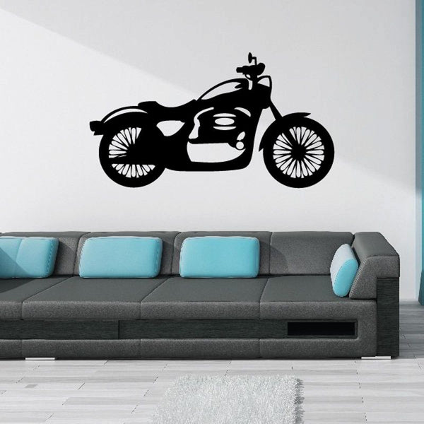 Motorcycle wall decal vinyl sticker with black motorcycle silhouette