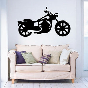 Black motorcycle wall decal vinyl sticker with detailed side profile
