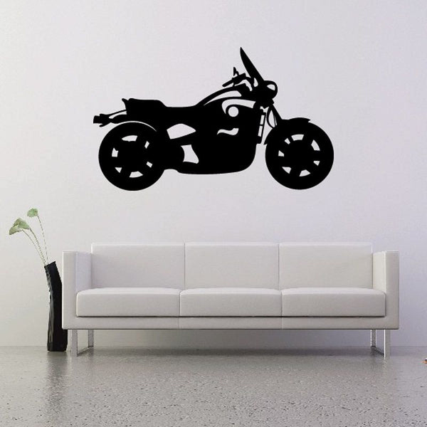 Black motorcycle wall decal vinyl, side view silhouette