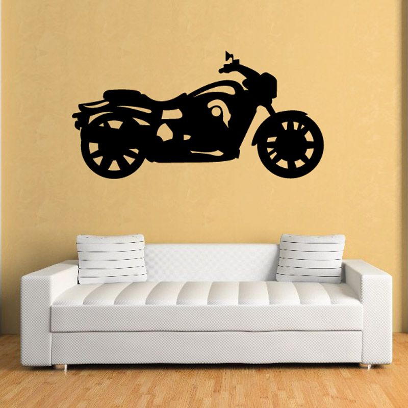 Motorcycle wall decal vinyl sticker, black sport bike silhouette