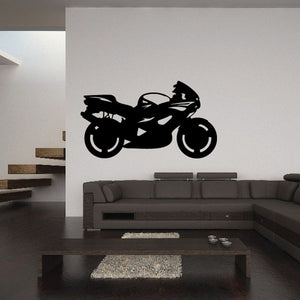 Motorcycle wall decal vinyl with black motorcycle silhouette