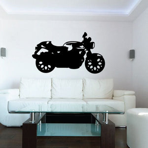 Motorcycle vinyl wall decal with black motorcycle silhouette