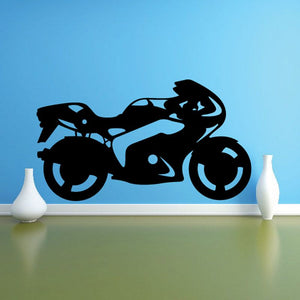Black sport motorcycle vinyl wall decal silhouette