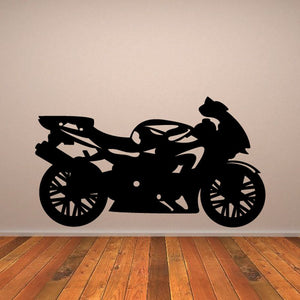 Black motorcycle wall decal silhouette