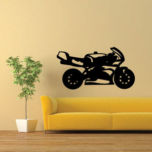 Black motorcycle wall decal silhouette