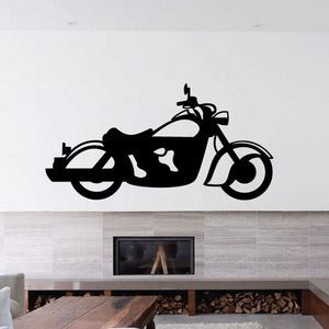 Black motorcycle wall decal vinyl with rider silhouette