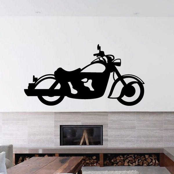 Black motorcycle wall decal vinyl with rider silhouette