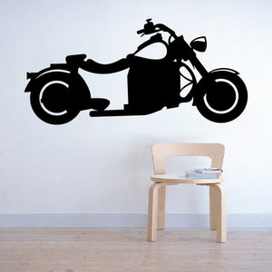 Motorcycle vinyl wall decal, black racing bike silhouette