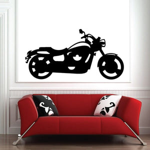 Black motorcycle vinyl wall decal silhouette