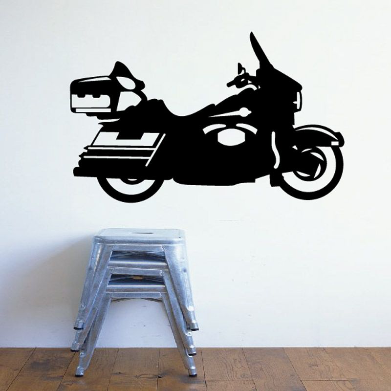 Motorcycle vinyl wall decal with black motorcycle silhouette