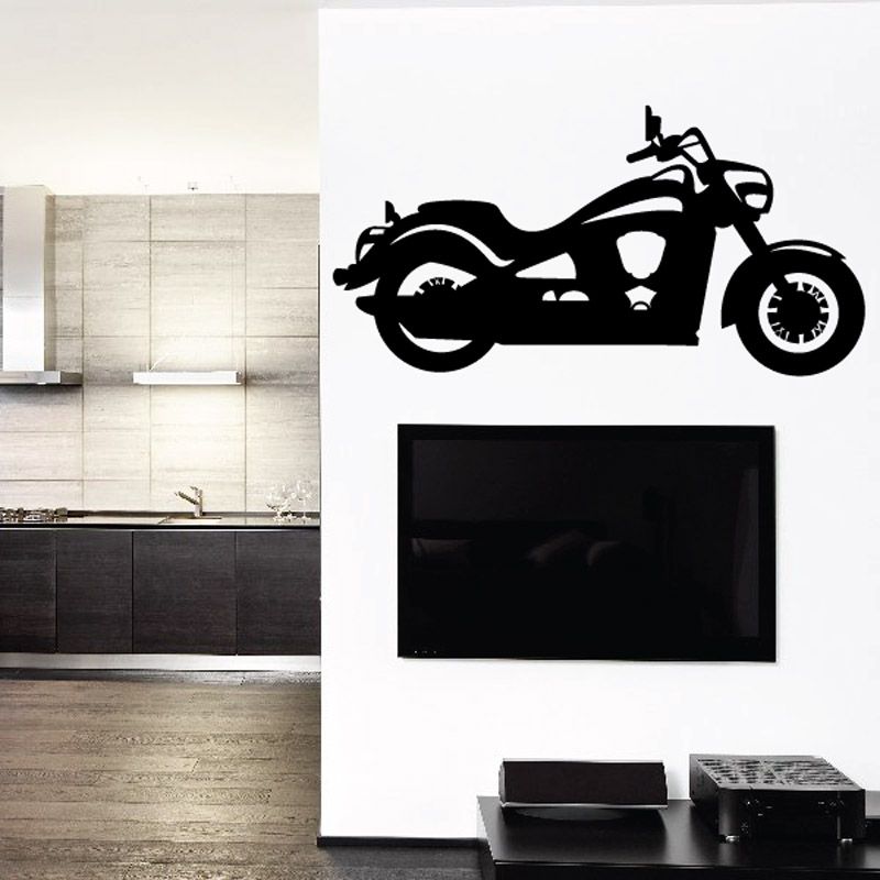 Black motorcycle wall decal vinyl silhouette