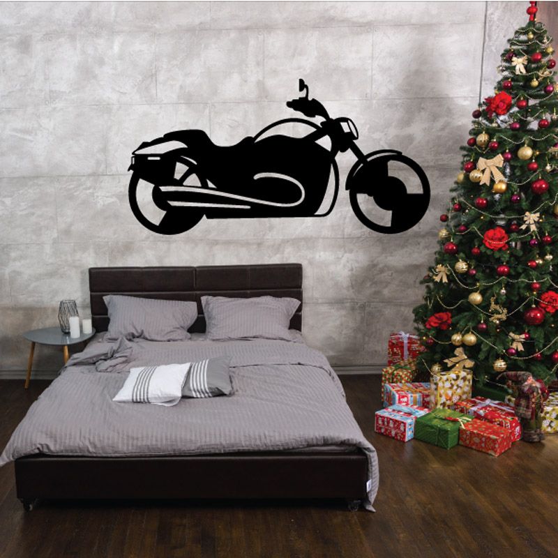 Black motorcycle wall decal vinyl silhouette