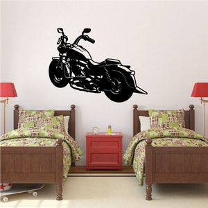Motorcycle wall decal vinyl with black motorcycle silhouette, large size