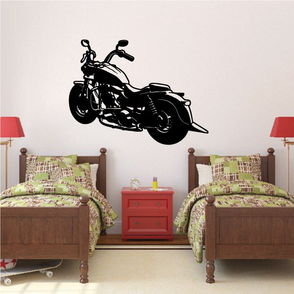 Motorcycle wall decal vinyl with black motorcycle silhouette, large size