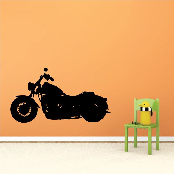Black motorcycle silhouette vinyl wall decal, large size