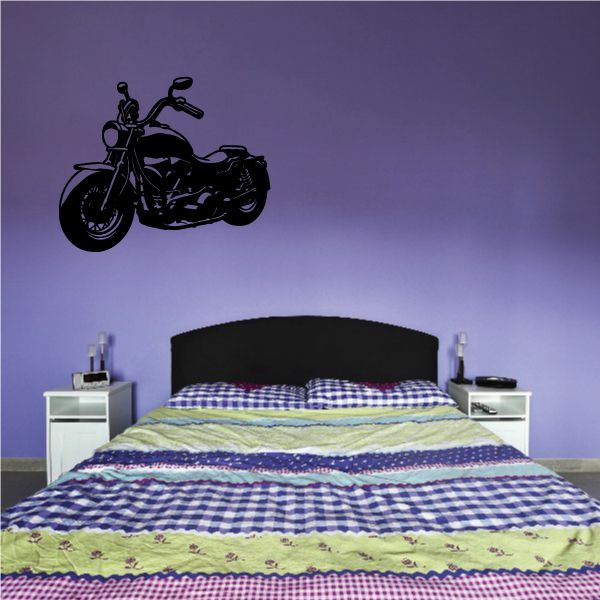 Motorcycle wall decal with black motorcycle silhouette