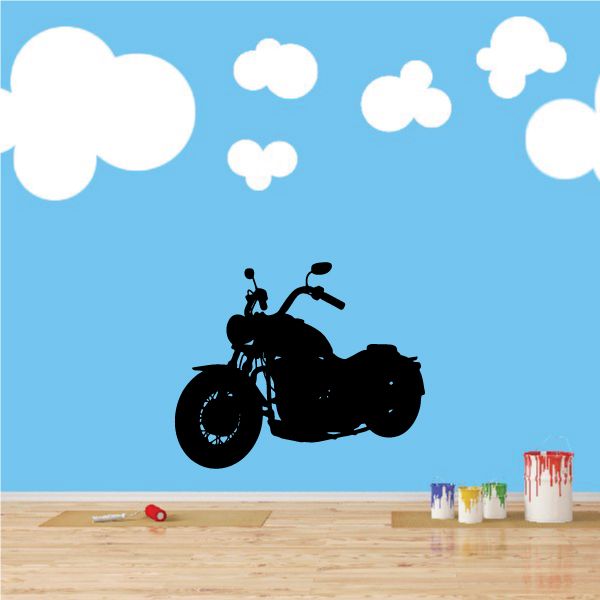 Black motorcycle wall decal vinyl silhouette
