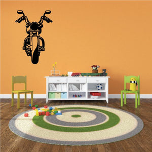Motorcycle wall decal vinyl sticker, black motorcycle silhouette with handlebars and headlamp