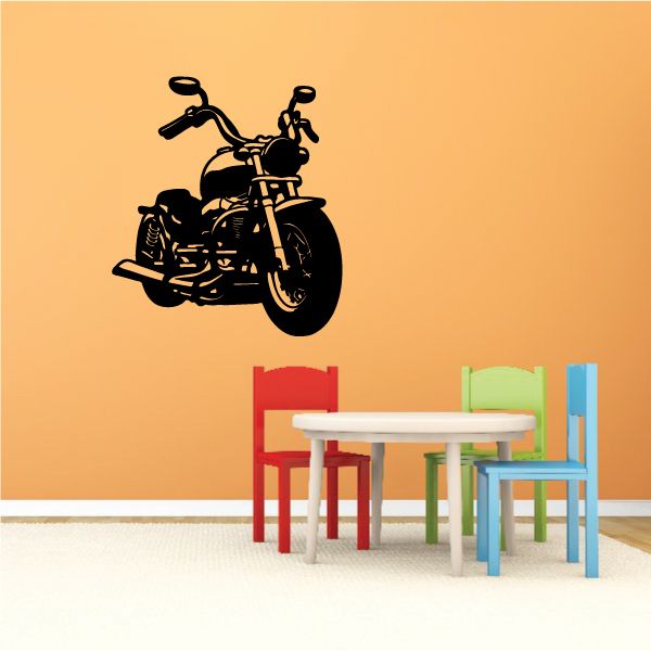 Black motorcycle wall decal in side view, vinyl sticker