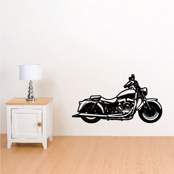 Motorcycle wall decal, black vinyl graphic of a motorcycle bike