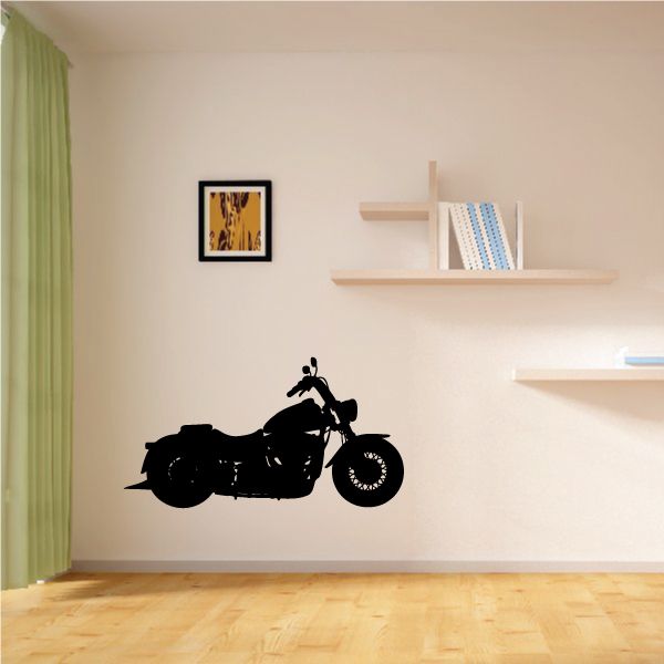 Motorcycle wall vinyl decal, black motorcycle silhouette