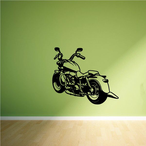 Motorcycle wall decal vinyl sticker with black motorcycle silhouette