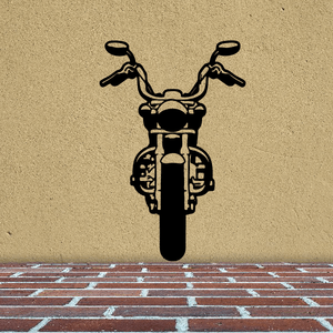 Motorcycle wall decal vinyl sticker, black scooter-style bike silhouette with handlebars