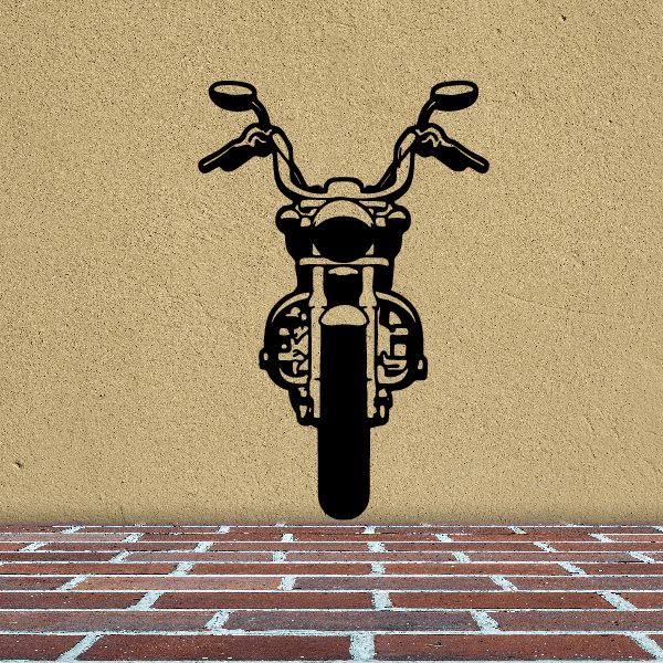 Motorcycle wall decal vinyl sticker, black scooter-style bike silhouette with handlebars