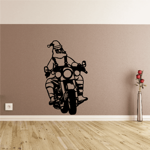 Black motorcycle wall decal with rider and bike silhouette