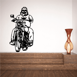 Motorcycle wall decal: black line art rider on motorcycle