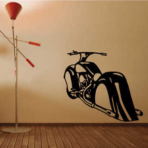 Motorcycle wall decal vinyl sticker, black motorcycle silhouette on wall