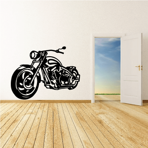 Motorcycle wall decal: black vinyl graphic of a sport bike in side view
