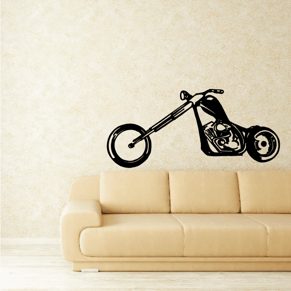 Motorcycle wall decal vinyl with black trike silhouette, large design
