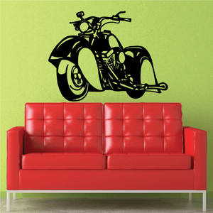Large vinyl wall decal featuring a black motorcycle silhouette