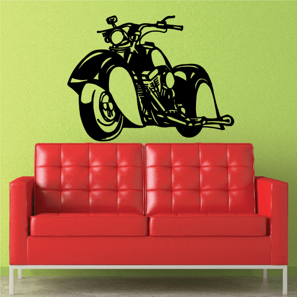 Large vinyl wall decal featuring a black motorcycle silhouette
